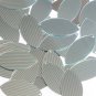 Sequin Navette Leaf 1.5" Green Silver Pinstripe Metallic Couture Paillettes