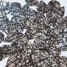 Sequin Teardrop 1.5" Silver Black Scribble Pattern Metallic Couture Paillettes