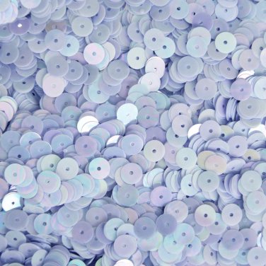 6mm Round Flat Sequins Powder Blue Rainbow Iris Shiny Opaque