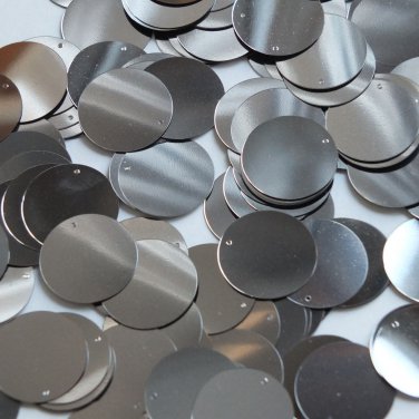 Round Flat Sequin 20mm Top Hole Hematite Shiny Gray Metallic Paillettes