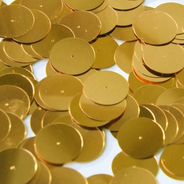 Round Flat Sequin 20mm Center Hole Brassy Orange Gold Metallic Made in USA