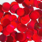 Round Flat Sequin 15mm Top Hole Red Lazersheen Rainbow Reflective Metallic