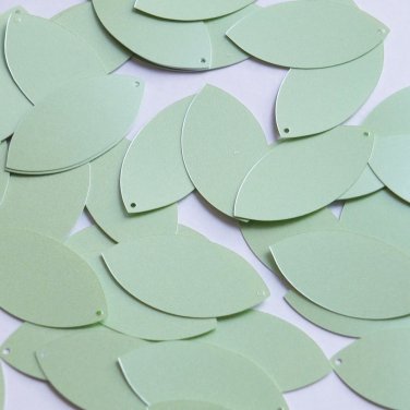 Navette Leaf Sequin 1.5" Mint Green Opaque Satin Pearl Paillettes. Made in USA
