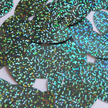 Oval Sequin 1.5" Light Sapphire Blue Hologram Glitter Sparkle. Couture paillette