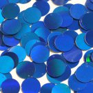 Round Flat Sequin 15mm Top Hole Blue Lazersheen Rainbow Reflective Metallic