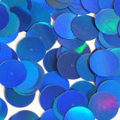 Round Flat Sequin 20mm Center Hole Blue Lazersheen Rainbow Reflective Metallic