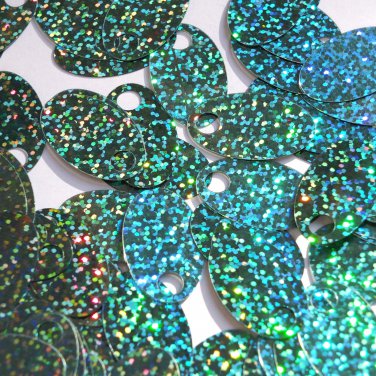 Large Hole Oval Sequin 1.25" Light Sapphire Blue Hologram Glitter Sparkle
