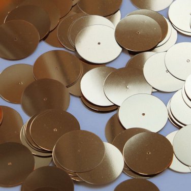 Round Flat Sequin 20mm Center Hole Deep Gold Metallic. Couture paillettes.