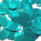 Large Hole Oval Sequin 1.25" Teal Turquoise Metallic. Couture paillettes