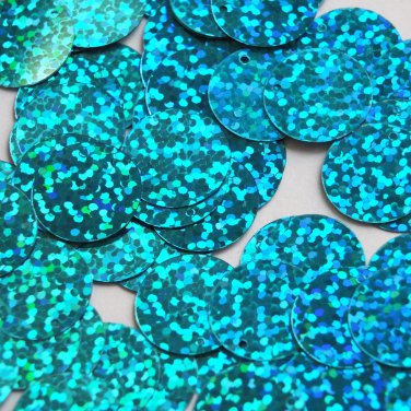 Round Flat Sequin 18mm Top Hole Aqua Blue Hologram Glitter Sparkle Paillette