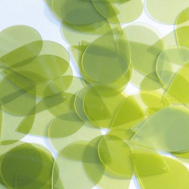 Teardrop Sequin 1.5" Green Apple Transparent Glossy Matte Reversible Paillettes