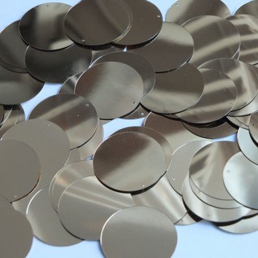 Round Flat Sequin 30mm Light Gold Metallic. Couture paillettes. Made in USA