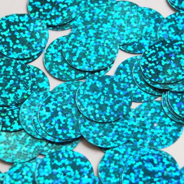 Round Flat Sequin 20mm Center Hole Aqua Blue Hologram Glitter Sparkle Paillette