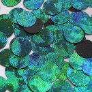 Round Flat Sequin 20mm Center Hole Blue Green Starry Night Emboss Swirl