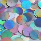 Round Flat Sequin 20mm Center Hole Silver Lazersheen Rainbow Reflective