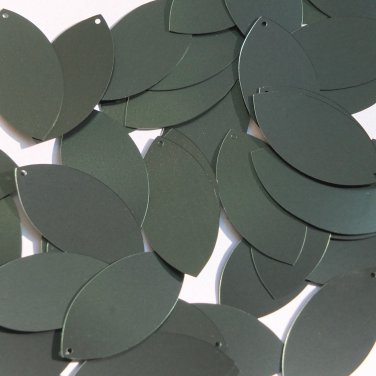 Navette Leaf Sequin 1.5" Dark Forest Green Matte Satin Metallic Loose Paillettes