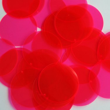 Pink Fluorescent Transparent Sequin Round 1.5 inch Large Couture Paillettes