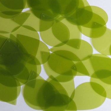 Teardrop Sequin 1.5" Olive Green Transparent Glossy Matte Reversible Paillettes