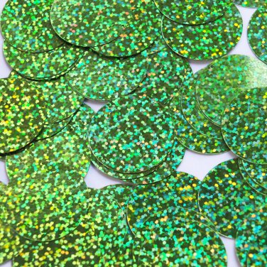 Round Flat Sequin 30mm Lime Green Hologram Glitter Sparkle. Couture paillettes.