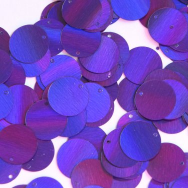 Round Sequin Paillettes 15mm Top Hole Deep Purple Lazersheen Reflective Metallic