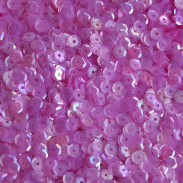 5mm Round Cup Sequins Magenta Pink Semi Frost Rainbow Paillettes. Made in USA