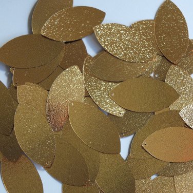 Navette Leaf Sequin 1.5" Gold Metallic Embossed Texture Loose Couture Paillettes