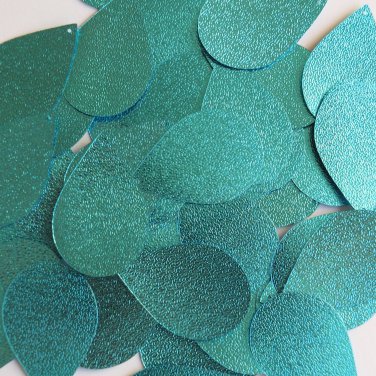 Teardrop Sequin 1.5" Turquoise Blue Metallic Embossed Texture Couture Paillettes