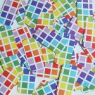 Rectangle Sequin 1.5" x .75" Rainbow Squares on White Opaque Couture Paillettes