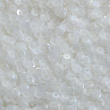 5mm Round Cup Sequins Crystal White Semi Frost Rainbow Paillettes. Made in USA