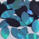 Navette Leaf Sequin 1.5" Periwinkle Blue Matte Black Rainbow Iris Matte Reverse