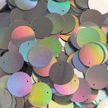 Round Sequin Paillettes 20mm Pewter Shiny Gray Lazersheen Rainbow Reflective