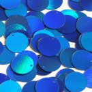 Round Flat Sequin 18mm Top Hole Blue Lazersheen Rainbow Reflective Metallic