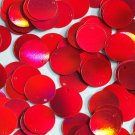 Round Flat Sequin 18mm Top Hole Red Lazersheen Rainbow Reflective Metallic