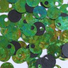 Large Hole Round Sequin 20mm Starry Night Blue Green Embosssed Swirl Texture