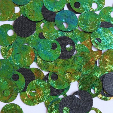 Large Hole Round Sequin 20mm Starry Night Blue Green Embosssed Swirl Texture