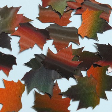 Maple Leaf Sequin 1.25" Bronze Brown Lazersheen Reflective Metallic Paillettes
