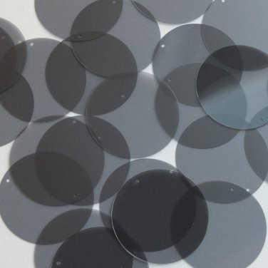 Round Sequin 40mm Smoke Gray Transparent Glossy and Matte Reversible Paillettes