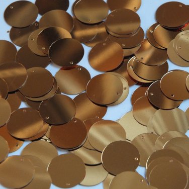 Round Flat Sequin 12mm Top Hole Deep Gold Metallic. Couture paillettes.
