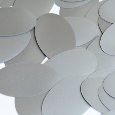 Oval Sequin 2" Silver Gray Metallic Opaque Vinyl Loose Couture Paillettes
