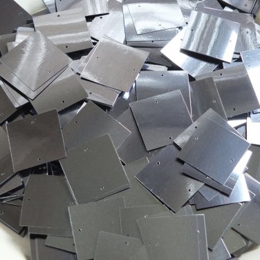 25mm Square Sequins Hematite Shiny Gray Metallic Loose Paillettes
