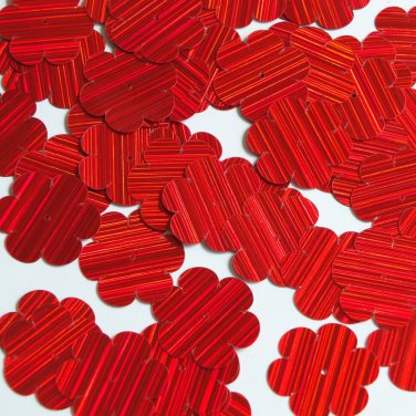 Flower Sequin 1" / 25mm Red City Lights Metallic Reflective Couture Paillettes