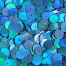 10mm Round Sequins Marine Blue Shimmer Lazer Rainbow Paillettes. Made in USA