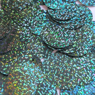 1" / 24mm Round Flat Sequins Light Sapphire Blue Hologram Glitter Sparkle