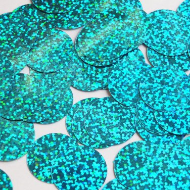 1" / 24mm Round Flat Sequins Aqua Blue Hologram Glitter Sparkle Paillettes