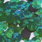 Round Flat Sequin 18mm Top Hole Blue Green Starry Night Emboss Swirl Texture