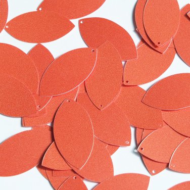 Navette Leaf Sequin 1.5" Coral Orange Opaque Satin Pearl Loose Couture Paillette