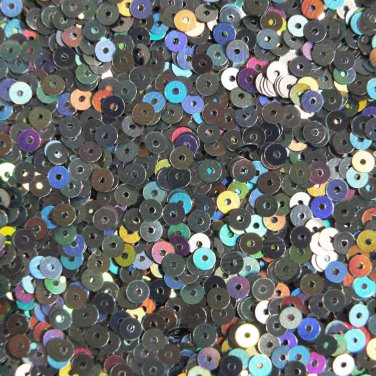4mm Round Flat Sequins Pewter Shiny Gray Lazersheen Rainbow Reflective