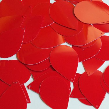 Teardrop Sequin 1.5" Bright Red Opaque Glossy High Shine Loose Couture Paillette