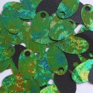 Large Hole Oval Sequin 1.25" Starry Night Blue Green Embosssed Swirl Texture