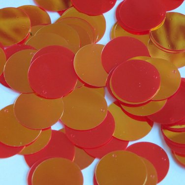 Round Flat Sequin 20mm Top Hole Red Rainbow Iris Super Mirror Shiny Reflective